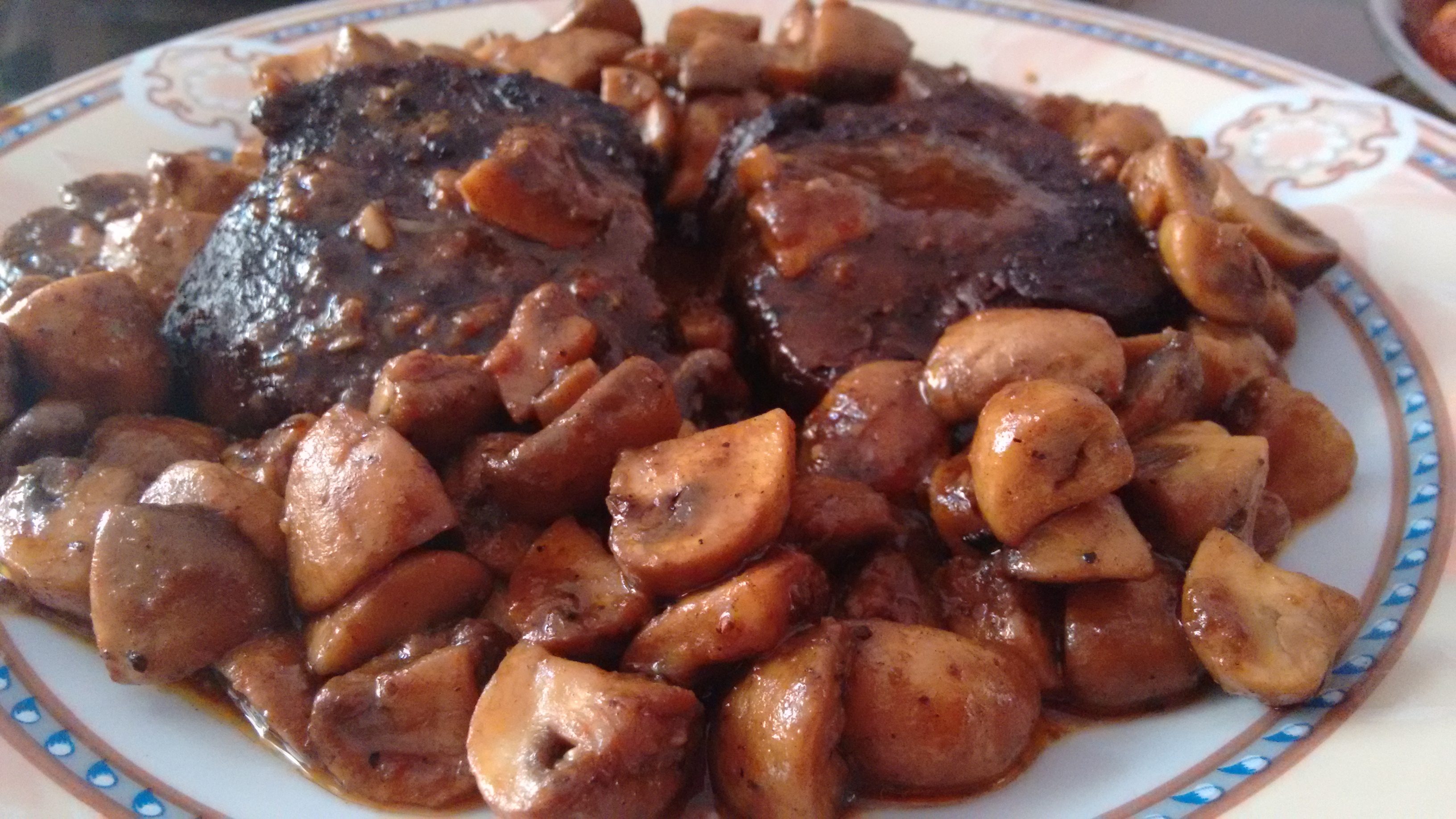 Beef Steak and Garlic Mushrooms